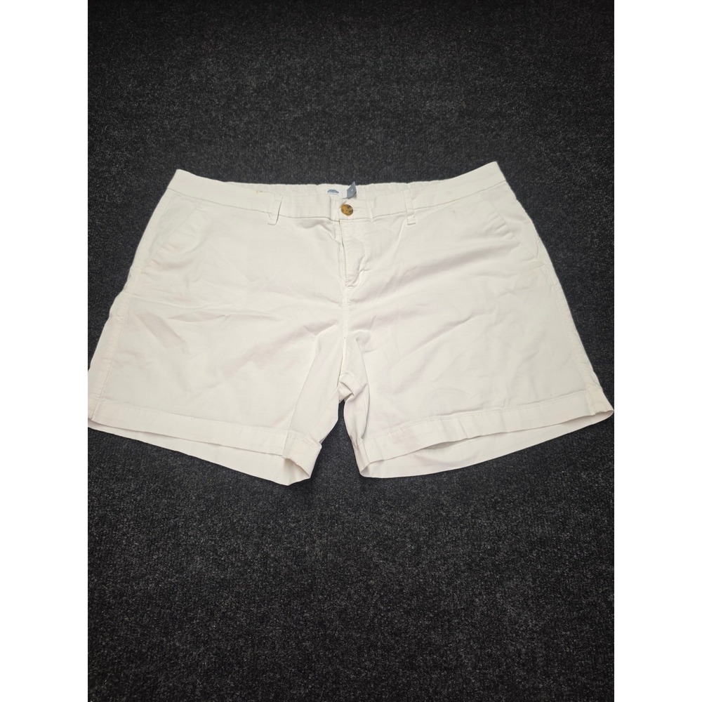 Old Navy Everyday Shorts Womens 16 White Cotton Chino Mid Rise Casual Summer